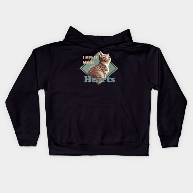 Cat lovers. Here to steal hearts. Retro Kids Hoodie by Fiasco Designs